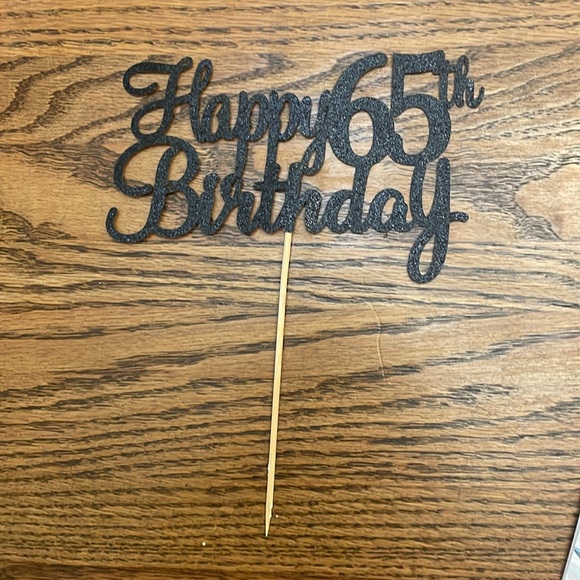 Happy 65th party banner ( it is cloth and in like new condition&cake topper - Picture 6 of 7